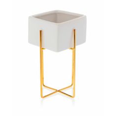 ModernHome Kvetináč Mizu White Gold 21 cm