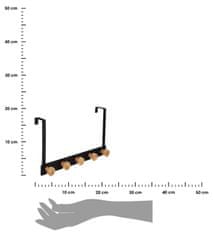 ModernHome Vešiak na dvere Bamboo Black 5 háčikov