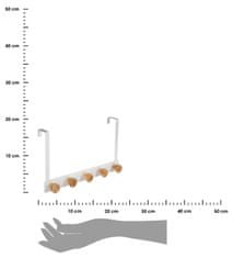 ModernHome Vešiak na dvere Bamboo White 5 háčikov