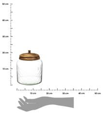 ModernHome Sklenená nádoba s dreveným vekom 2,7 l