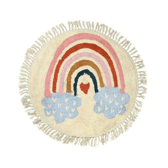 ModernHome Okrúhly koberec s lemom Rainbow 90 cm