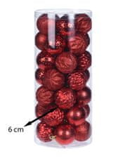 ModernHome Diamantové ozdoby na vianočný stromček červené 35 ks