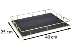 ModernHome Obdĺžnikový čierno-zlatý podnos 40x25 cm