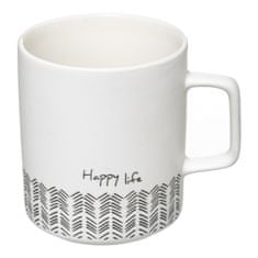 ModernHome Biely hrnček Happy Life 480 ml