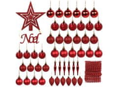sarcia.eu Sada červených ozdôb na vianočný stromček: čačky, vrch, reťaz 48 kusov 1 balik