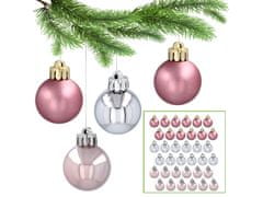 sarcia.eu Ružové a strieborné vianočné gule, sada plastových guličiek, ozdoby na stromček 3cm, 36 ks. 1 balik