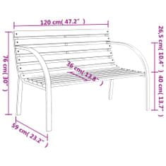 Vidaxl Záhradná lavička 120 cm, sivá, drevo