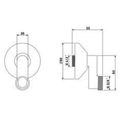 AQUALINE Excentr s chrómovou krycou ružicou za batériu 1/2&quot; x 3/4&quot; - 100(150)mm, ks 83298 - Aqualine