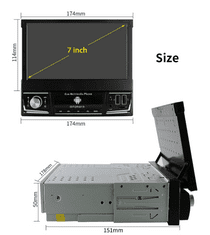 Hizpo 1DIN 2GB autorádio s kamerou, Android 12, WIFI GPS USB, Android rádio s GPS navigáciou, Handsfree Bluetooth, USB