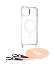 Techsuit Kryt Mag iPhone 15 Plus s ružovou šnúrkou priehľadný 109895