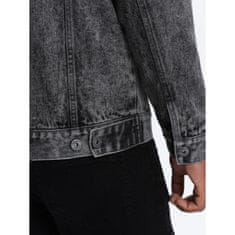OMBRE Pánska džínsová bunda katana V5 OM-JADJ-0123 tmavosivá MDN123751 S