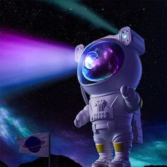 Hviezdny projektor v tvare astronauta s LED svetlom, nočné LED svetlo astronauta, ktoré vytvára efekt galaxie, USB nabíjanie, časovač, diaľkové ovládanie, otočná ruka a hlava, AstronautLamp