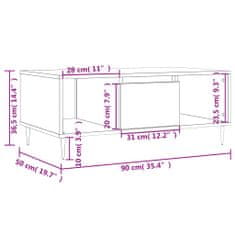 Vidaxl Konferenčný stolík biely 90x50x36,5 cm spracované drevo