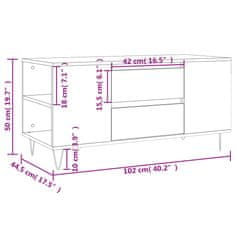 Vidaxl Konferenčný stolík lesklý biely 102x44,5x50 cm kompozitné drevo