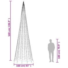 Vidaxl Svetlo na vianočný stromček na stožiar 1534LED stud.biele 500cm