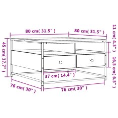 Vidaxl Konferenčný stolík čierny 80x80x45 cm kompozitné drevo