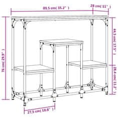 Vidaxl Konzolový stolík dymový dub 89,5x28x76 cm kompozitné drevo