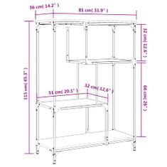 Vidaxl Knižnica hnedý dub 81x36x115 cm kompozitné drevo a oceľ