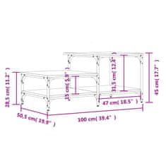 Vidaxl Konferenčný stolík hnedý dub 100x50,5x45 cm kompozitné drevo