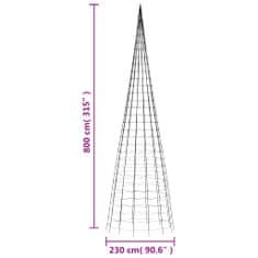 Vidaxl Svetlo na vianočný stromček na stožiar 3000LED stud.biele 800cm