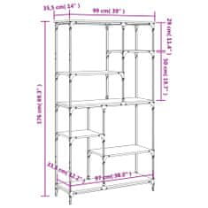 Vidaxl Knižnica dymový dub 99x35,5x176 cm kompozitné drevo a oceľ