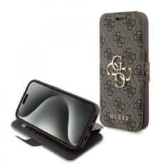 Guess Flipové puzdro PU Metal Logo pre iPhone 15 Pro Brown