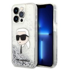 Karl Lagerfeld Zadný kryt Liquid Glitter Karl Head pre iPhone 15 Pro Max Silver