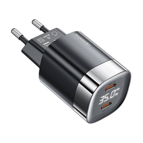 Toocki Toocki 2x USB-C, GaN 35W sieťová nabíjačka (čierna)