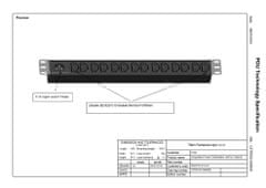 Triton Rozvodný panel 19“ 1U; 14 x IEC320 C13 zásuvka max. 10 A; IEC C14 zásuvka max. 10 A; bez prívodného kábla