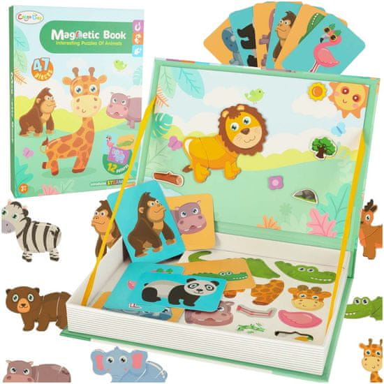 WOWO Magnetická Skladačka Safari Zvieratká - Puzzle s 47 Dielikmi