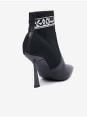 Karl Lagerfeld Černé dámské kožené kotníkové boty na podpatku KARL LAGERFELD Pandara 39