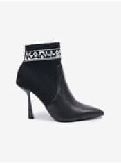 Karl Lagerfeld Černé dámské kožené kotníkové boty na podpatku KARL LAGERFELD Pandara 39