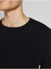 Jack&Jones Čierny pánsky basic sveter Jack & Jones Hill L