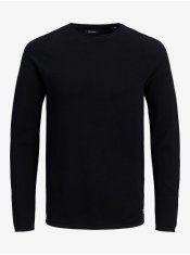 Jack&Jones Čierny pánsky basic sveter Jack & Jones Hill L