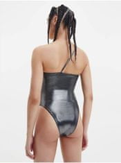 Calvin Klein Bielo-čierne dámske metalické jednodielne plavky s priestrihom Calvin Klein Underwear M