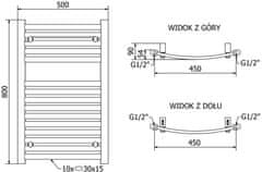 Mexen Helios vykurovací rebrík / radiátor 800 x 500 mm, 384 w, čierna (W103-0800-500-00-70)