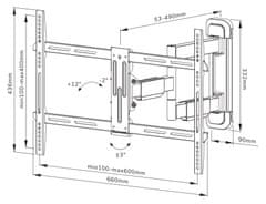 Neomounts WL40-550BL16/Držiak displeja/na stenu/40-65"/3 čapy/VESA 600X400/nosn. 40kg/čierny