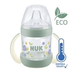 Nuk Fľaša dojčenská For Nature na učenie s kontrolou teploty, zelená 150 ml