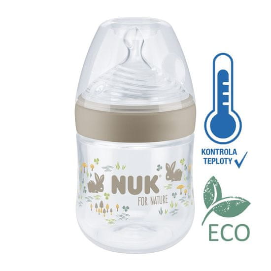 Nuk Fľaša dojčenská For Nature s kontrolou teploty, hnedá 150 ml