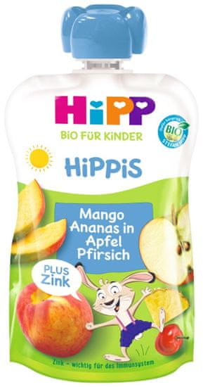 HiPP BIO Jablko-Broskev-Mango-Ananas + zinok od uk. 1. roku, 100 g