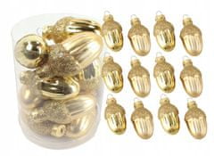Kaemingk Zlaté sklenené žaluďové ozdoby sada 12 kusov 4 cm