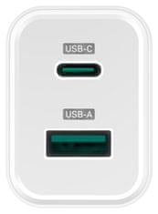 Connect IT Wanderer2 GaN nabíjací adaptér 1×USB-C + 1xUSB-A, 33W PD, biely (CWC-2080-WH)