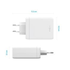 FIXED GaN nabíjačka s 3xUSB-C a USB výstupom, podpora PD 3.0, 100W FIXCG100-3CU-WH, biela