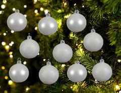 Kaemingk Vianočné sklenené ozdoby biele 6 cm sada 10 kusov