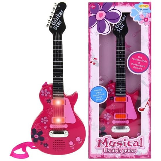 Nobo Kids Elektrická rocková gitara s kovovými strunami, ružová