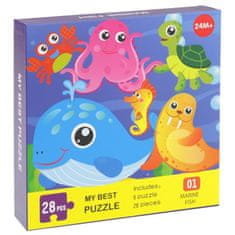 Nobo Kids Náučné puzzle 28 dielikov. Puzzle Vodné živočíchy