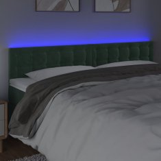 Vidaxl Čelo postele s LED tmavozelené 180x5x78/88 cm zamat