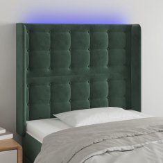 Vidaxl Čelo postele s LED tmavozelené 93x16x118/128 cm zamat