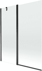 Mexen Flip, 1-krídlová vaňová zástena 140 x 150 cm, 6 mm číre sklo, čierny profil, 894-140-101-70-00