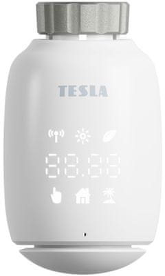 Šikovná termostatická hlavica Tesla Smart Thermostatic Valve TV100 inteligentné riadenie vykurovania radiátory šikovné riadenie vykurovania systém aplikácia ZigBee jednoduchá inštalácia senzor teploty detekcia otvorených okien manuálne nastavenie teploty ovládanie na diaľku cez aplikáciu šikovný kalendár denné týždenné nastavenie rýchla zmena teploty úspory na vykurovaní pokročilá funkcia učenie vykurovacích cyklov a teplotných špecifík danej budovy riadiaci systém TaHoma múdra domácnosť pohodlné ovládanie kúrenia ovládanie radiátora na diaľku